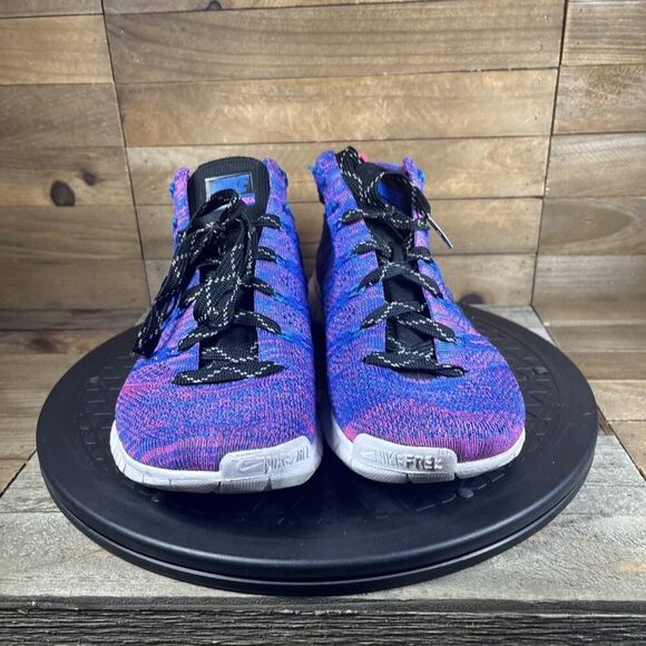 Nike Free Flyknit Chukka Women's Size 6.5 Running Shoes Hyper Pink Blue - Picture 2 of 10